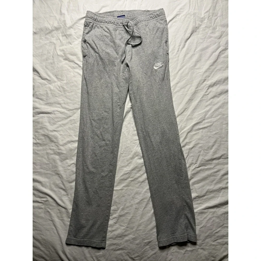 Nike Joggers Mens Small Gray Sportswear Clubs Pants Pockets Open Hem 804422-063